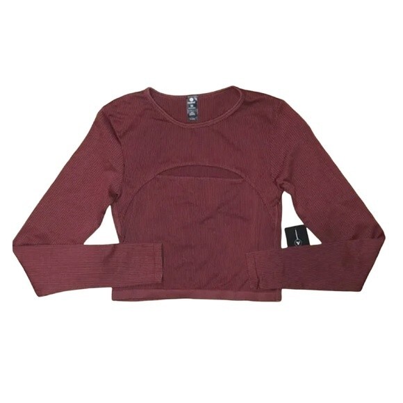 Velocity‎ Mauve Taupe Ribbed Active Wear Top - Picture 1 of 9